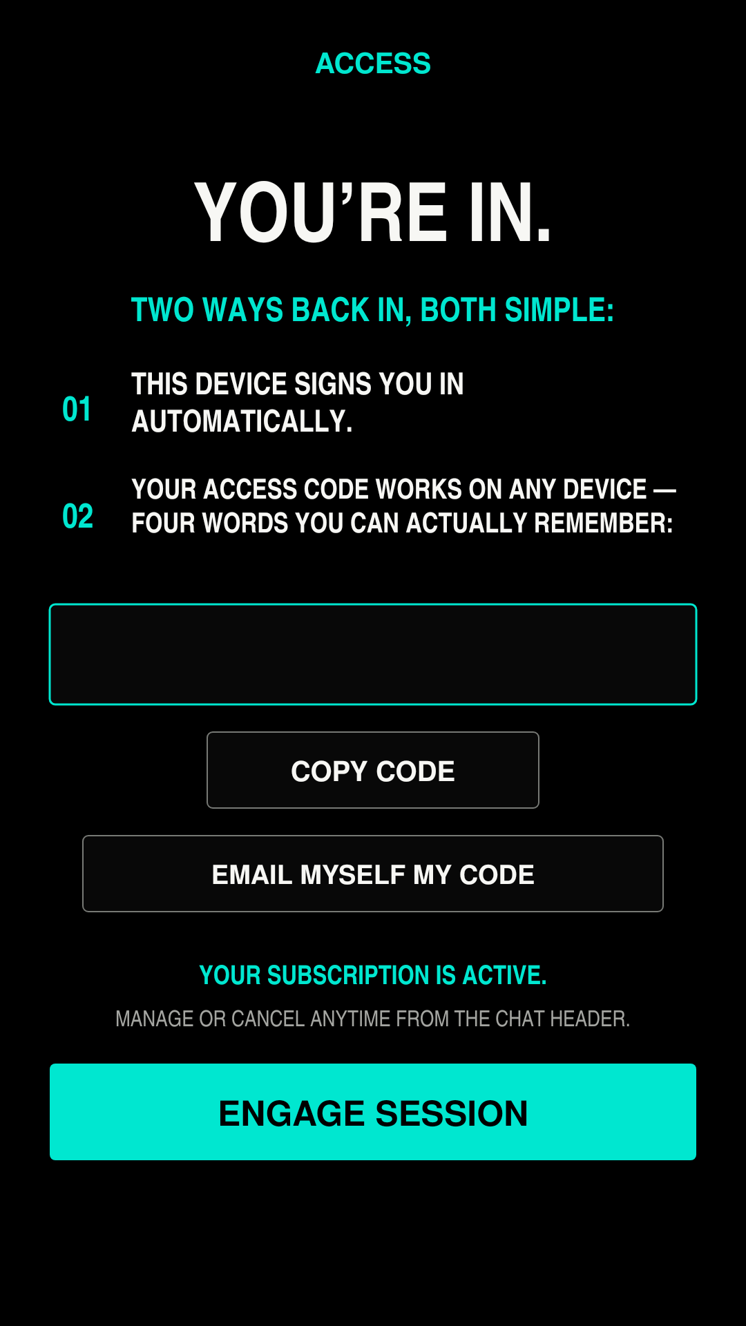 Access code